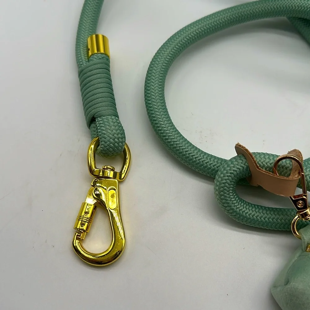Mint Green Dog Leash with Pouch